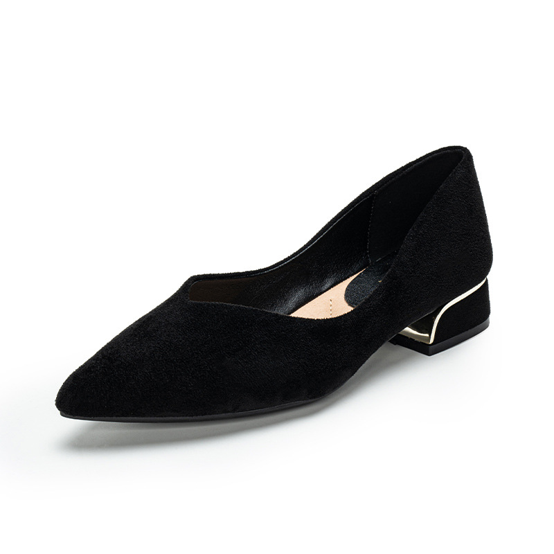 Leather Work Heels - Женские туфли с острым носком на