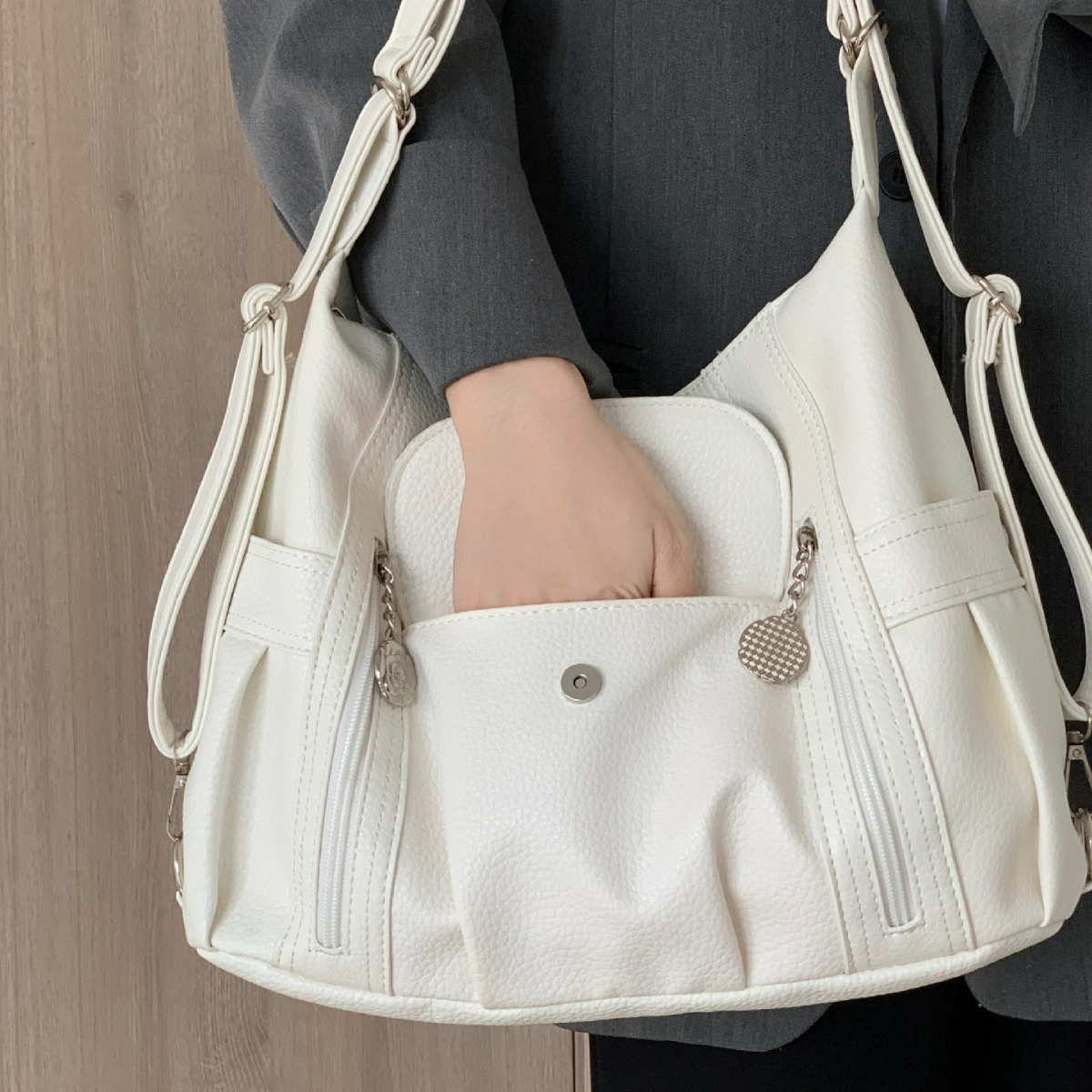 Leather Work Bag Women - Женская красивая сумка, модная корейская версия,