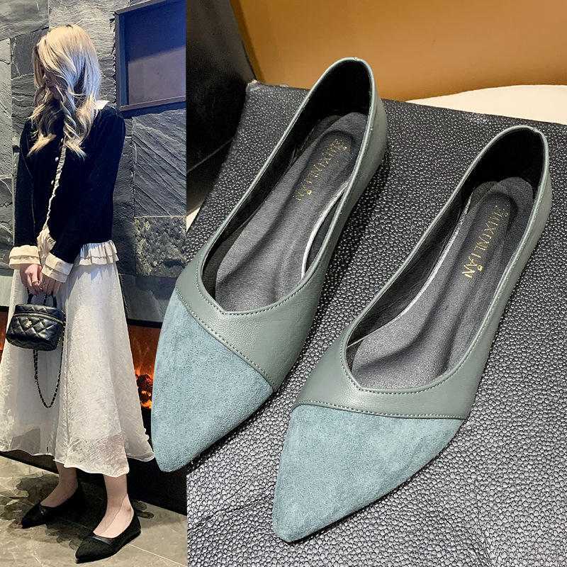 Leather Work Heels - Черные женские кожаные туфли на плоской