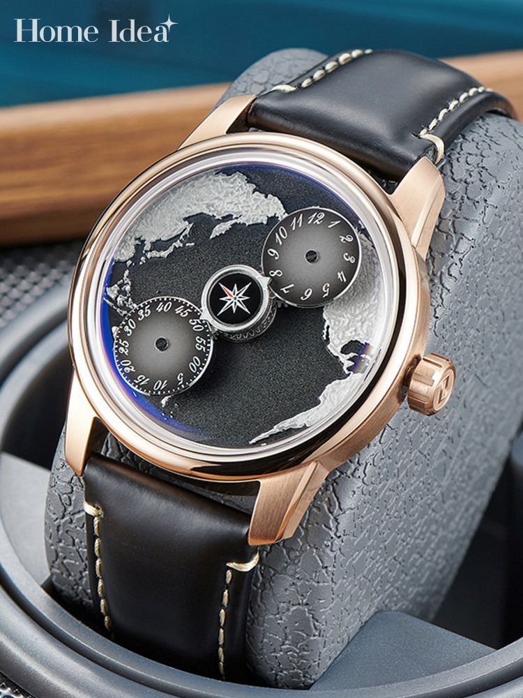 Leatherwork Ideas - Мужские повседневные наручные часы Blue Planet:
