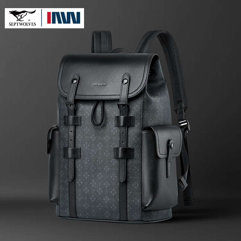 Leather Work Rucksack Mens - Septwolves Высококачественный деловой кожаный рюкзак с