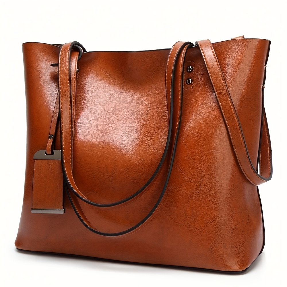 Leather Work Bag Women - Модная классическая кожаная женская сумка-тоут в